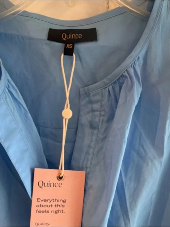 Quince Light Blue Tiered Maxi Dress with Puff Sleeves - Picture 2 of 4